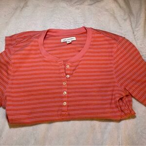 Striped button up top